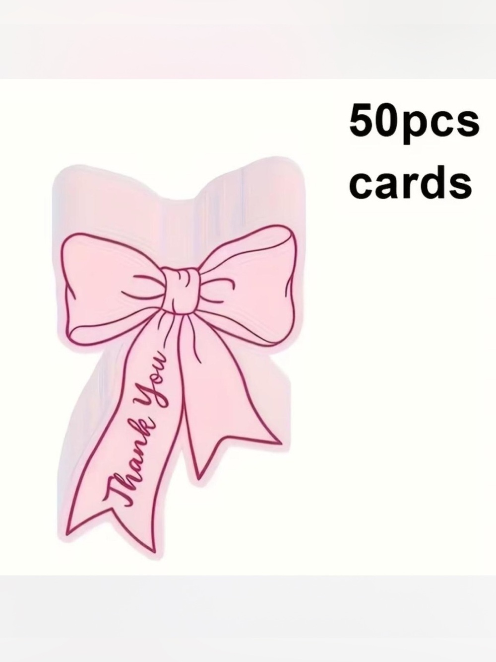 💜 Pink Bow Shaped Thank You Cards (50 Cards)